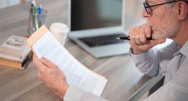 Businessman checking a document