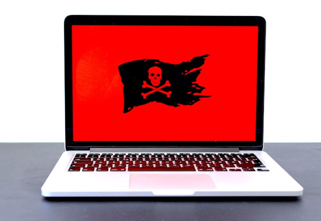 pirate flag on computer screen